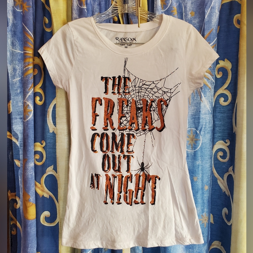 Juniors "The Freaks Come Out At Night" Babydoll Shirt Size Medium